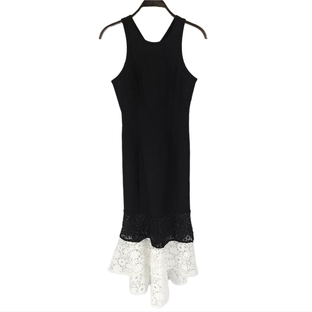 Adelyn Rae Sleeveless High Low Dress Black White Lace Trim - Picture 3 of 10